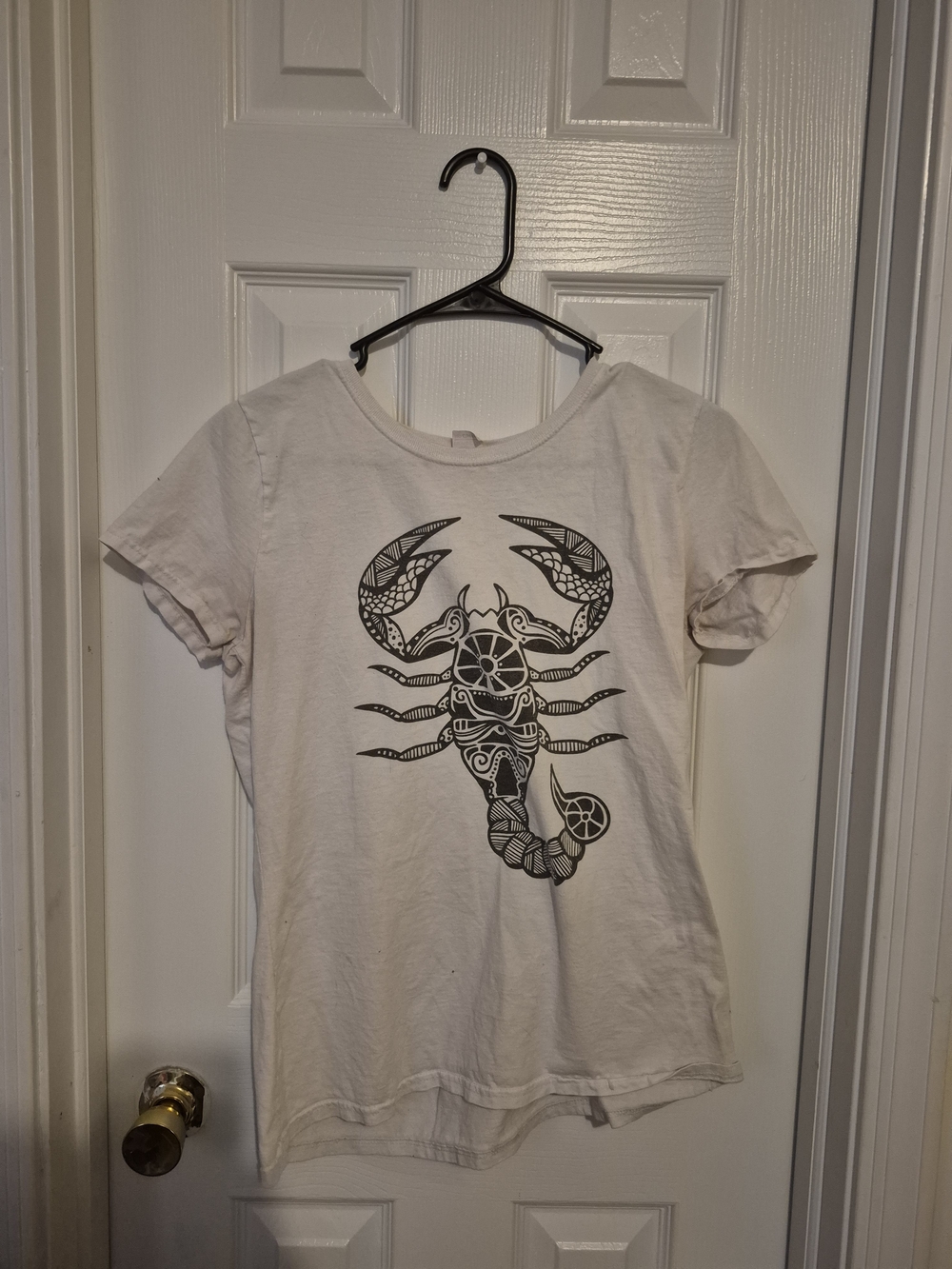 Fruit of the Loom White Short Sleeve Tee with Black Scorpion Graphic